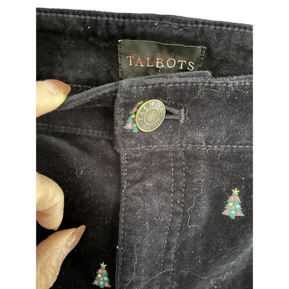 Velvet Talbot's Christmas Pants 18WP Black Straight Leg Tree Embroidery Holiday - Picture 2 of 6